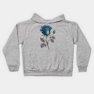 Blue Rose Drawing, Flower Drawing, Gift For Her Kids Hoodie